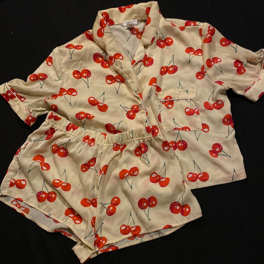 Yellow cherry pjs